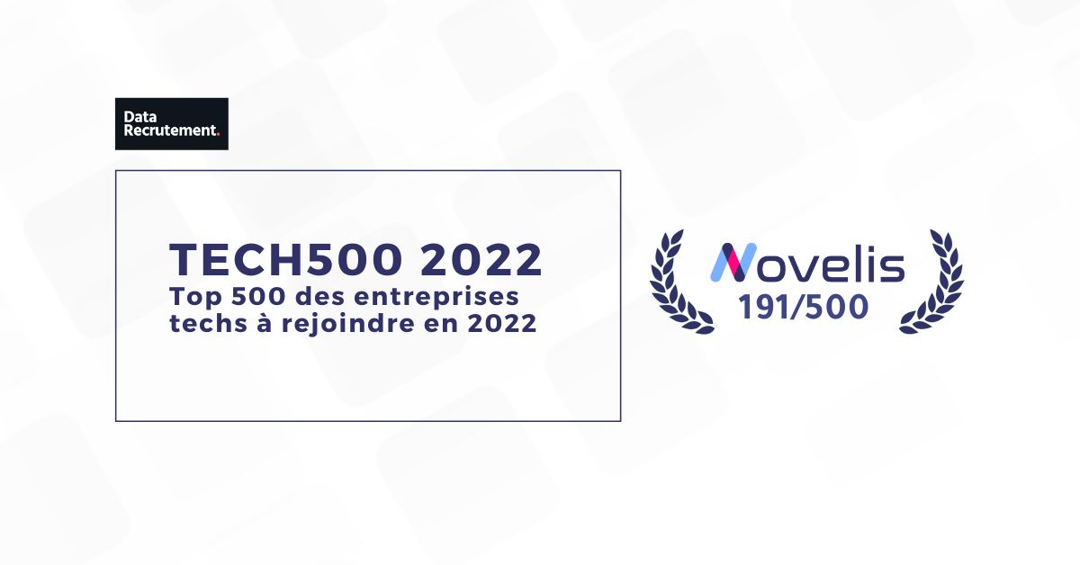 TECH500 : Novelis se positionne parmi les entreprises techs à rejoindre en 2022 !